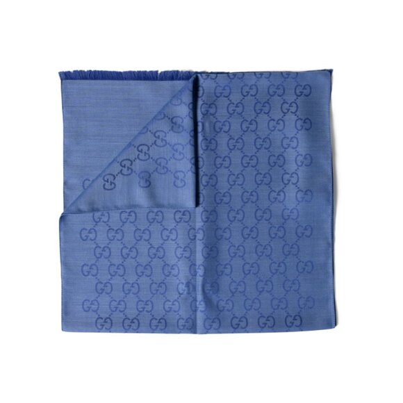 GUCCI Blue Made In Italy Wool Blend Luxury Scarf - Picture 2 of 2